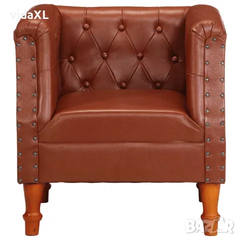 vidaXL Фотьойл, кафяв, естествена кожа（SKU: 286589）, снимка 2 - Дивани и мека мебел - 56110167