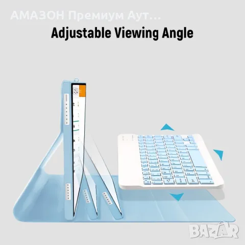 Кожен Калъф+Bluetooth магнитна клавиатура за Lenovo Tab M10 Plus 3rd Gen 10.6'' 2022/държач за молив, снимка 5 - Таблети - 48786791