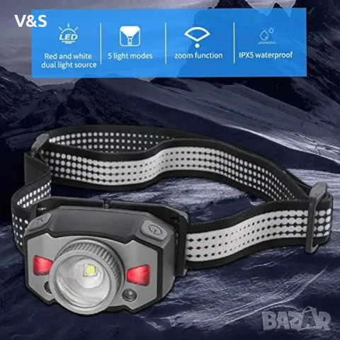 Челник Vortex B33 Сензор за движение с възможност за мащабиране USB зареждане Червена светлина на , снимка 5 - Лед осветление - 48125504