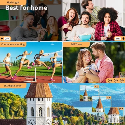  Цифрова камера 4K 48MP MaxMango с автофокус и 2.8'' въртящ се на 180° екран, снимка 4 - Фотоапарати - 52525711