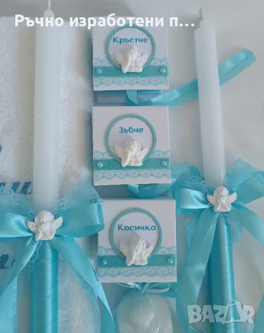 Комплект в светло синьо, снимка 4 - Подаръци за кръщене - 48510872