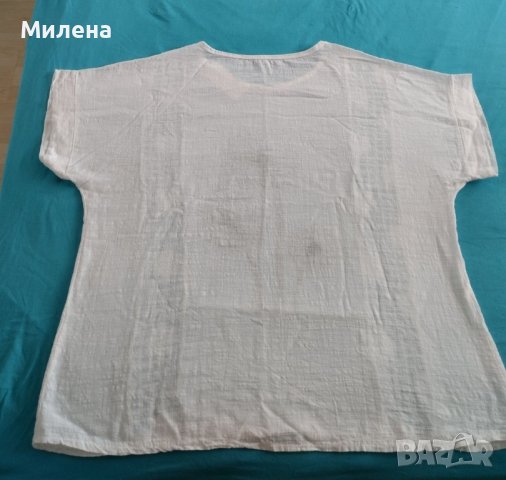 Нова бяла блуза с глухарчета XXL, снимка 2 - Тениски - 41529602