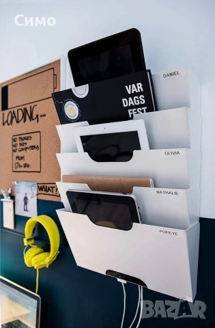 IKEA - Нова Метална Стенна Поставка за Списания, снимка 3 - Етажерки - 53800600