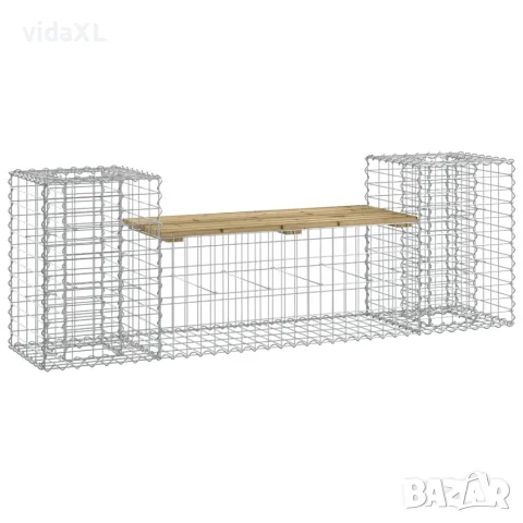 vidaXL Градинска пейка габионен дизайн 183x41x60,5 см импрегниран бор
