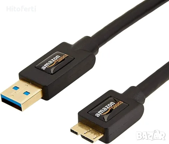 Кабел Amazon Basics USB 3.0, тип USB-A мъжки към Micro USB, 1.8 м, черен, снимка 5 - Кабели и адаптери - 55708405