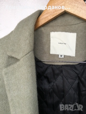 Вълнено палто цвят светла мента със сиви отенъци, М, снимка 6 - Палта, манта - 53089654