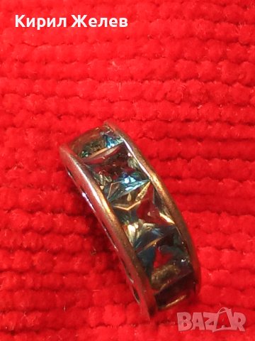 СКЪПОЦЕННА СРЕБЪРНА АР ДЕКО ОБЕЦА СРЕБРО 925 с ЮВЕЛИРНО ФАСЕТИРАН СИН ЦИРКОНИЙ 38220, снимка 4 - Обеци - 40933205