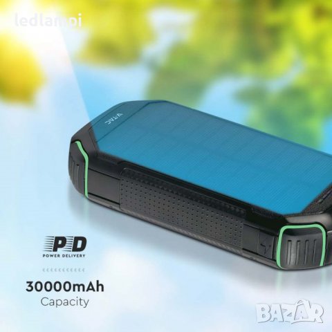 Външна Соларна Батерия 30000mAh Безжична Черна, снимка 2 - Друга електроника - 40073001