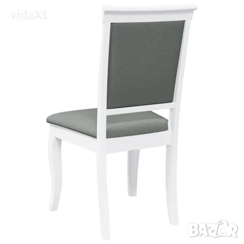 vidaXL Трапезни столове с възглавници 2 бр Бяла масивна дървесина гума, снимка 7 - Столове - 56147547