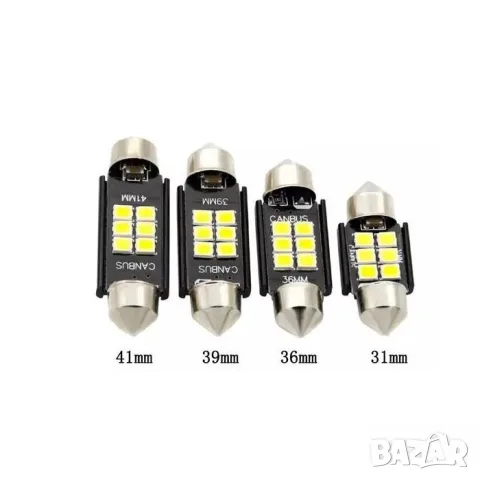 LED крушки 12V 6000K 6 SMD 2 броя с бяла светлина, снимка 3 - Аксесоари и консумативи - 55865083