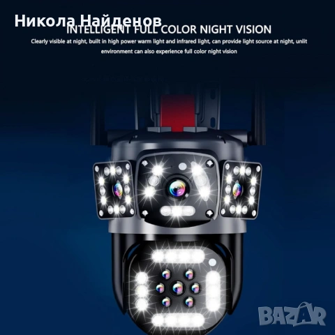 V380-A14 WIFI ТРОЙНА IP Камера ( APP:V380PRO) Въртяща водоустойчива WiFi камера с 3 обектива, снимка 3 - IP камери - 53637283