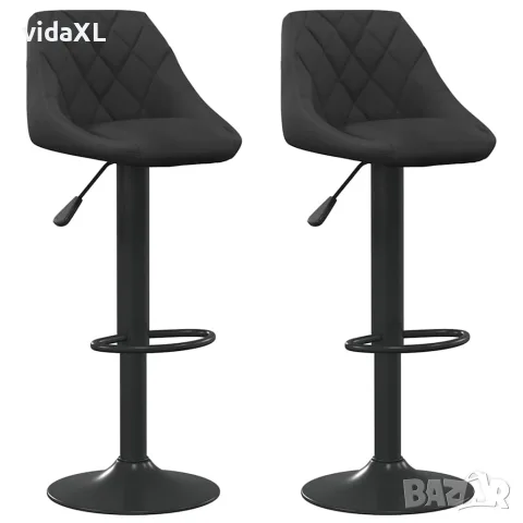 vidaXL Бар табуретки, 2 бр, черни, кадифе