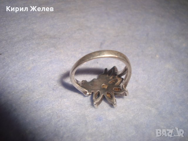 СТАР СРЕБЪРЕН ФЛОРАЛЕН АРТ ПРЪСТЕН СРЕБРО 925 с ЦИРКОНИ 25971, снимка 10 - Пръстени - 35974403