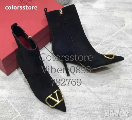 Черни велурени боти Valentino-VL133z