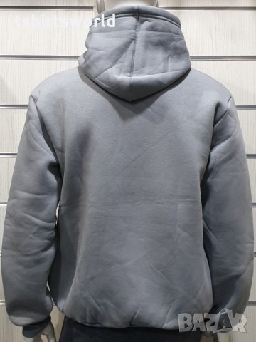 Нов мъжки сив суичър с качулка и джобчета, снимка 2 - Суичъри - 34732160