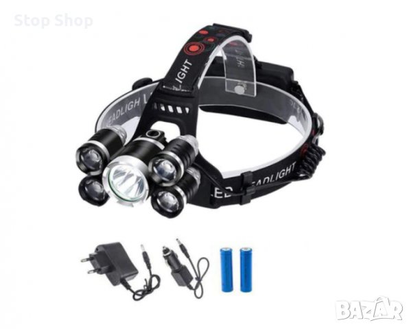 Челник Фенер с 5 светодиода, 30W, 8000 лумена, С включен ZOOM и батерии