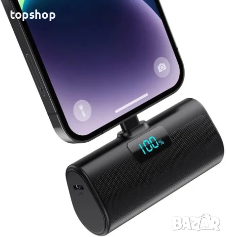 НОВА Мини Power bank 5200mAh за iPhone 20W PD 4.0 A, бързо зареждане, компактен LCD цифров дисплей
