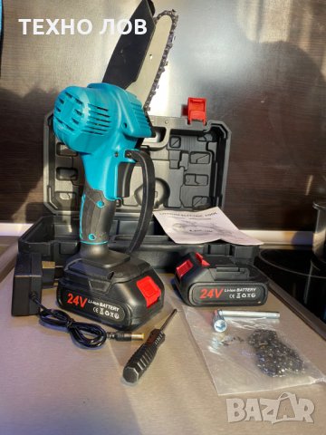 Акумулаторна резачка за клони и дърва 24V, 5Ah мини трион, литиевойонни  батерии, снимка 4 - Градинска техника - 35423616