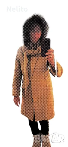 Зимно бежово палто, снимка 3 - Палта, манта - 47889623