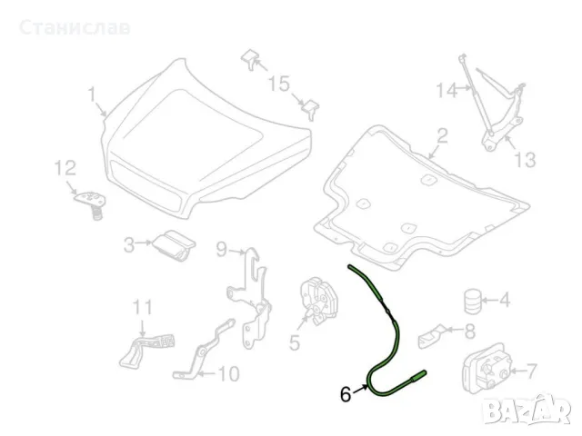 Volvo XC90 MK1 жило (въже) за отваряне на преден капак , снимка 4 - Части - 50165329