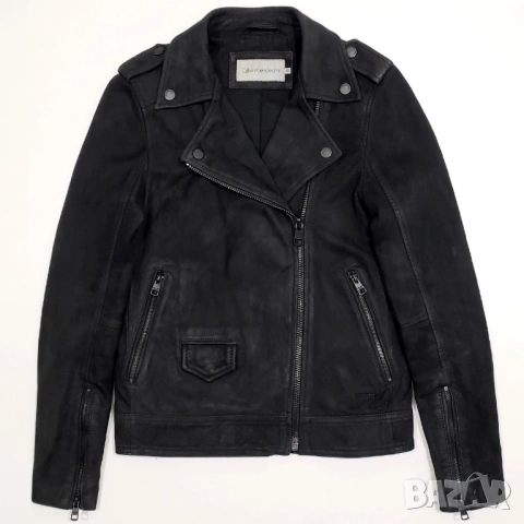 Calvin Klein Оригинално Дамско Кожено Яке Велур Естествена Кожа XS-S