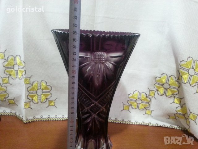Кристална ваза цветен лилав кристал , снимка 5 - Антикварни и старинни предмети - 41846561