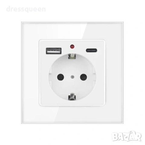4624 Двоен стенен контакт с бързо зареждане: USB-C и USB-A за телефон и таблет, снимка 7 - Други стоки за дома - 53822668