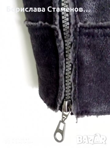 Кожено яке с интересна яка, снимка 3 - Якета - 34453596