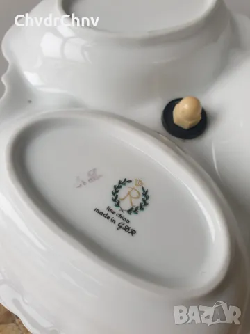 Reichenbach GDR-Henneberg Jlmenau/2бр стара немска порцеланова чиния-тройка/поднос за сладки-ядки, снимка 4 - Други - 49348823