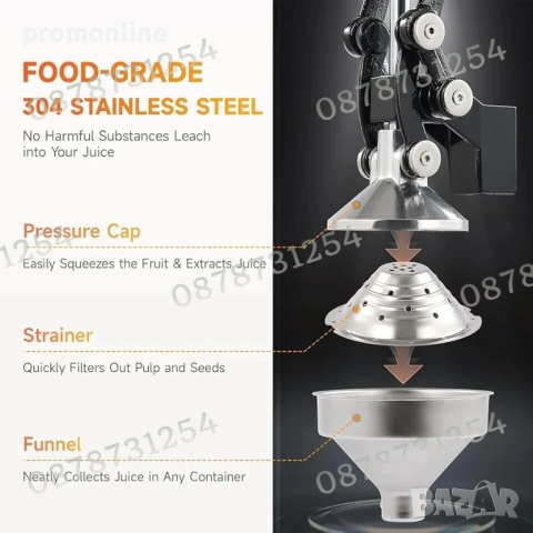 Ръчна цитрус преса за фреш Сокоизтисквачка за цитруси, снимка 11 - Сокоизстисквачки и цитрус преси - 52263450