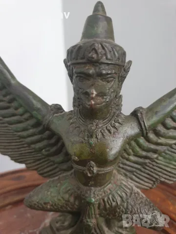 Vishnu Garuda 19см-1кг/стара индийска фигура/бронзова статуетка на бог Вишну-Гаруда, снимка 3 - Статуетки - 53691466