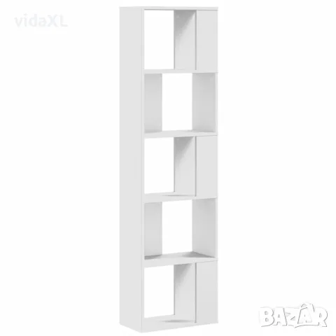 vidaXL Библиотека 5 рафта бяла 45x23,5x162,5 см инженерно дърво, снимка 5 - Етажерки - 56148281