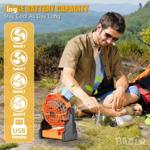 Продавам: Преносим LED Фенер с Кука за Къмпинг/Работа (Ledeak, Акумулаторен, Въртящ се), снимка 2 - Къмпинг осветление - 50927406