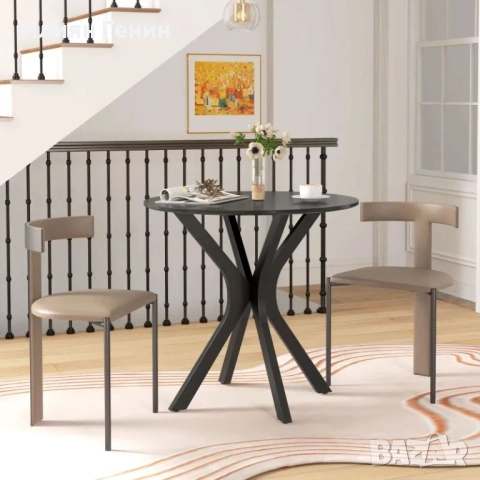 HOMCOM Трапезна маса Кухненска маса Кръгла маса, Модерен дизайн, 78 см x 78 см x 75 см, снимка 3 - Маси - 51715736