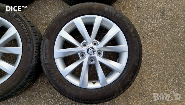 Шкода 16 5х112 лети джанти Skoda Octavia. 205/55/16 Мишелин , снимка 4 - Гуми и джанти - 53692820