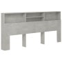vidaXL Табла за легло тип шкаф, бетонно сива, 220x19x103,5 см(SKU:811902