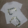 УНИКАЛНО КРАСИВА тениска със златисто-зелена щампа с пайети, снимка 1 - Тениски - 44630975