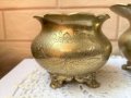 Прекрасен комплект от латиера и захарница от месинг, с маркировки от Англия, снимка 2