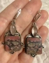 Сребърни обеци с естествени камъни радонът и розов кварц, снимка 2