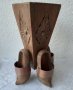 Дървен съд, поставка, цветарник или др с 4 скандинавски обувки сабо, снимка 3