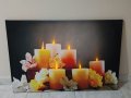 Светеща картина с Led осветление - свещи и цветя, снимка 2