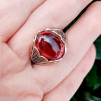 Сребърен 925 пръстен със натурален червен Ахат , снимка 6 - Пръстени - 44746779