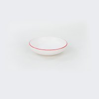 Комплект 6 купа за закуска/сос, Keramika, керамични, Бял, Червени райета, 13 cm, снимка 1 - Прибори за хранене, готвене и сервиране - 42341923