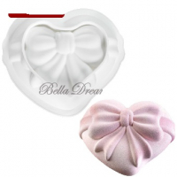 3D Сърце с пандела силиконов молд форма за кекс десерт сладкиш, снимка 1 - Форми - 36118759