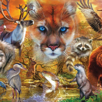 Пъзел 1000 части  North American Animals  puzzles, снимка 4 - Игри и пъзели - 36142470
