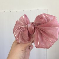 Розова голяма Шнола за Коса Аксесоар Фиба, снимка 9 - Аксесоари за коса - 41878035