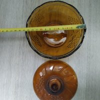 стара стъклена купа,бонбониера арт деко, снимка 3 - Други ценни предмети - 40033699