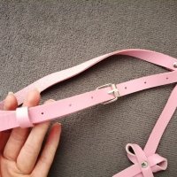 BDSM розов кожен харнес нашийник колан с панделки за тяло, снимка 13 - Колани - 42163609