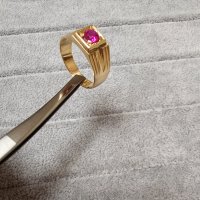 Златен пръстен печат 583 с рубин!!!, снимка 4 - Пръстени - 44396133