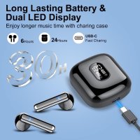 Безжични слушалки Aptkdoe, Bluetooth 5.3 – черни IS07, снимка 4 - Безжични слушалки - 42282987